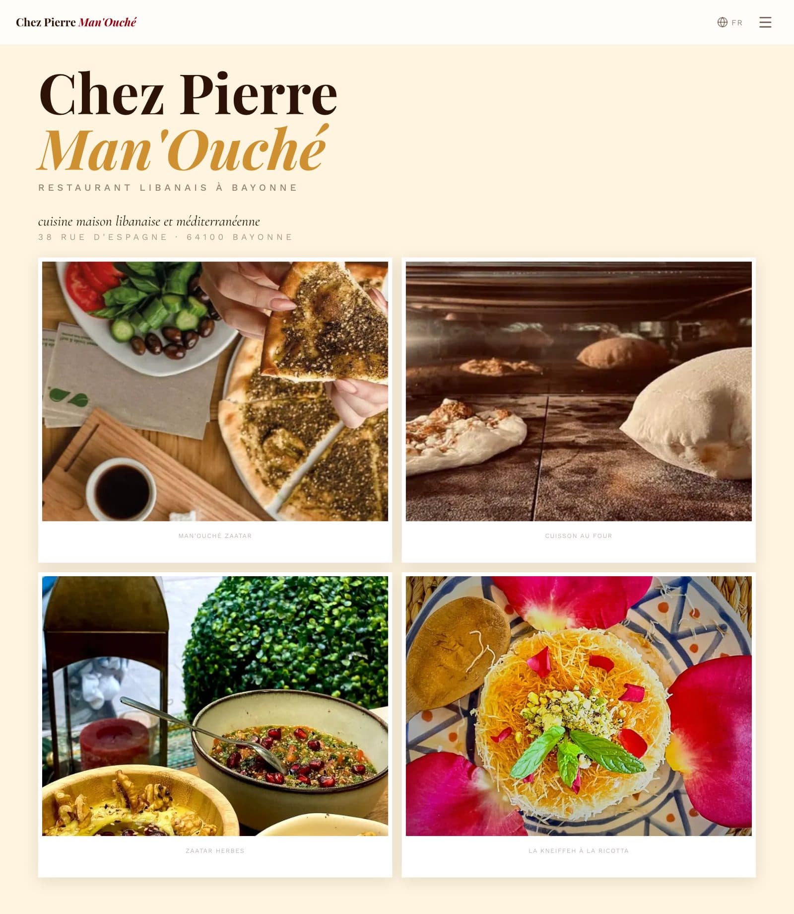 La page d’accueil du site Chez Pierre Man’Ouché, vue dans le cœur de CrushCode